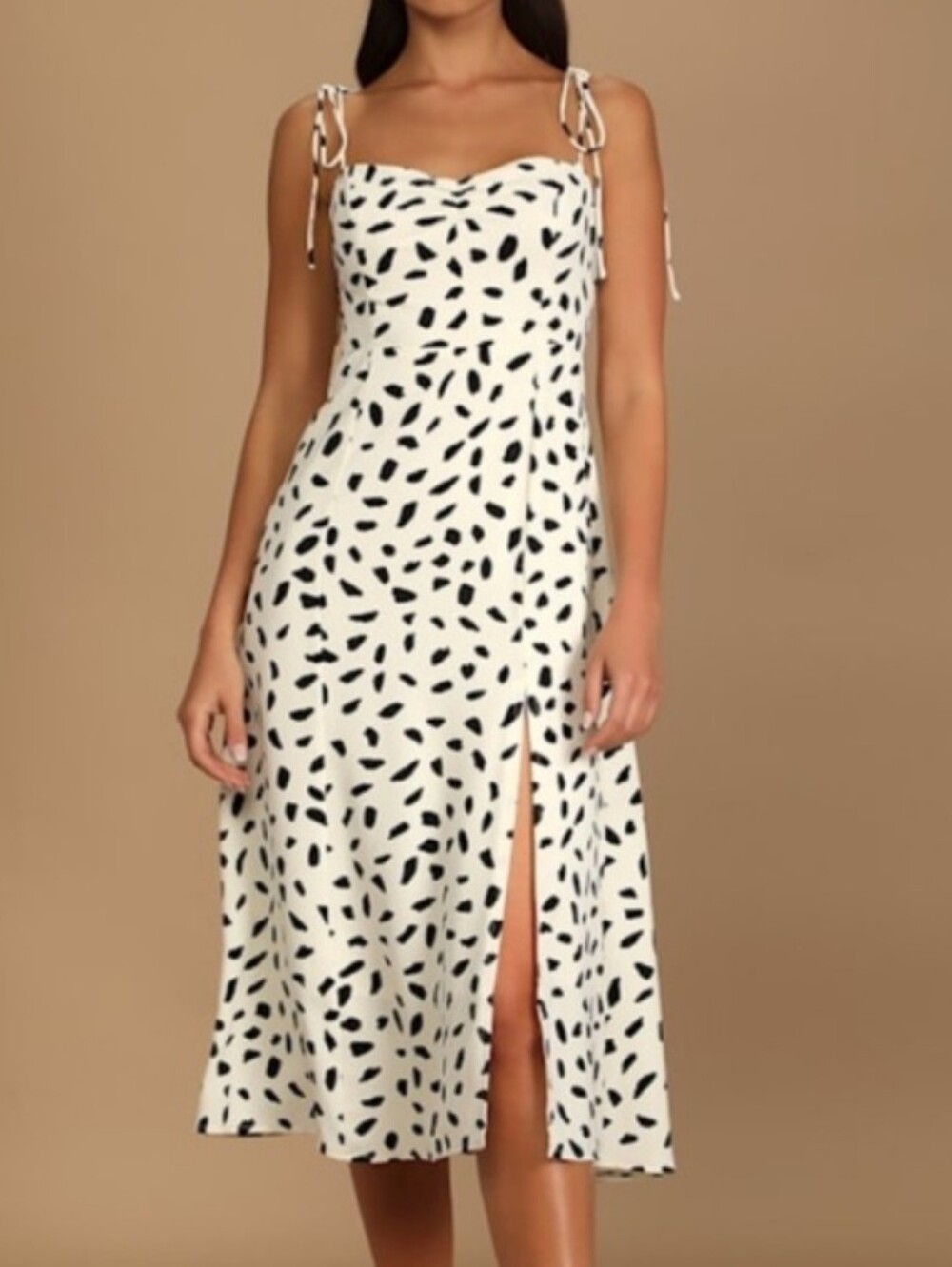 Lulu's Party In Paris Abstract Print Tie-Strap Midi Dress Size Large